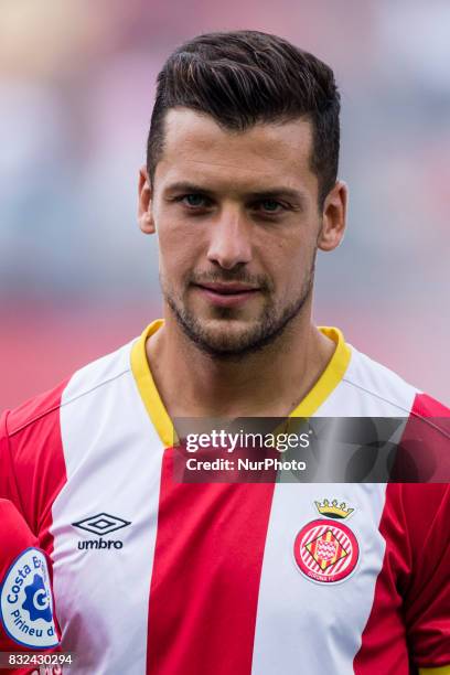 Portrait of Pedro Alcala from Spain of Girona FC during the Costa Brava Trophy match between Girona FC and Manchester City at Estadi de Montilivi on...