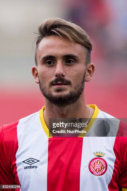 Aleix Garcia from Spain of Girona FC during the Costa Brava Trophy match between Girona FC and Manchester City at Estadi de Montilivi on August 15,...