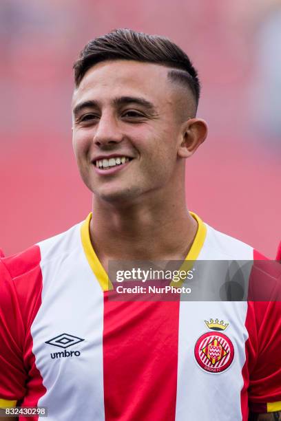 Portrait of Pablo Maffeo from Spain of Girona during the Costa Brava Trophy match between Girona FC and Manchester City at Estadi de Montilivi on...