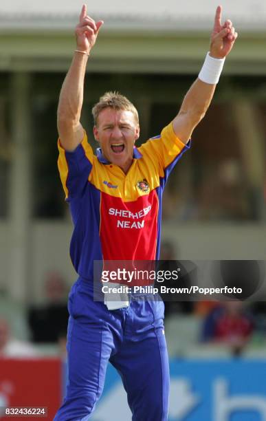 Andy Bichel of Essex appeals for a wicket during the NatWest Pro40 League match between Warwickshire and Essex at Edgbaston, Birmingham, 27th August...
