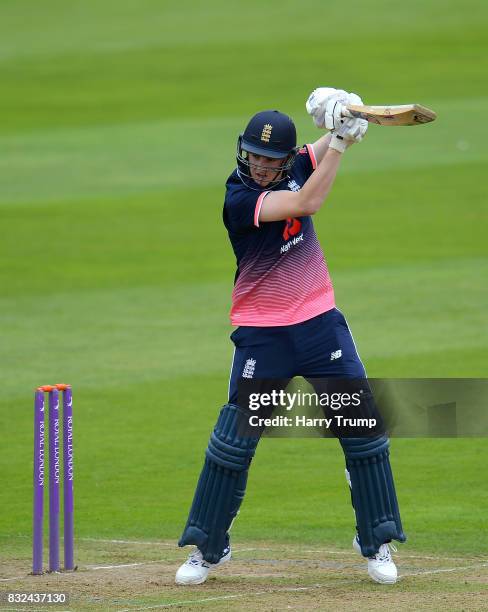 Harry Brook of England U19s bats during the 5th Youth ODI match between England U19s and India Under 19s at The Cooper Associates County Ground on...