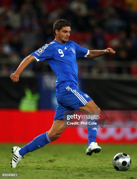 Angelos Charisteas of Greece during the Group Two FIFA World Cup 2010 qualifying match between Greece and Moldova, held at the Georgios Karaiskakis...