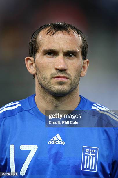 Theofanis Gekas of Greece during the Group Two FIFA World Cup 2010 qualifying match between Greece and Moldova, held at the Georgios Karaiskakis...