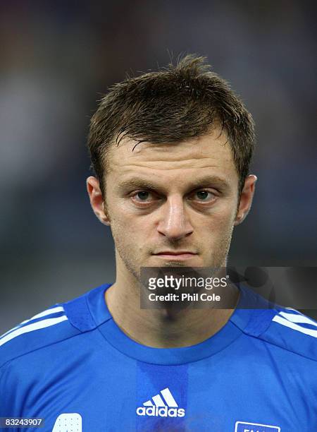 Avraam Papadopoulos of Greece during the Group Two FIFA World Cup 2010 qualifying match between Greece and Moldova, held at the Georgios Karaiskakis...
