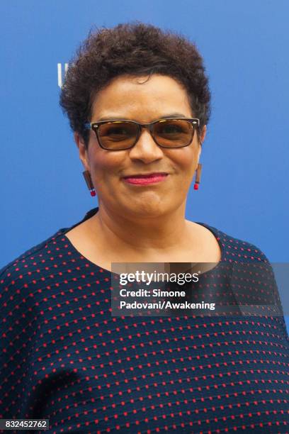 Jackie Kay attends a photocall during the Edinburgh International Book Festival on August 16, 2017 in Edinburgh, Scotland.