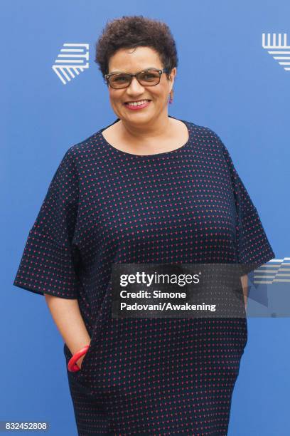 Jackie Kay attends a photocall during the Edinburgh International Book Festival on August 16, 2017 in Edinburgh, Scotland.