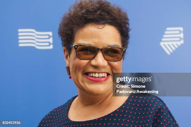 Jackie Kay attends a photocall during the Edinburgh International Book Festival on August 16, 2017 in Edinburgh, Scotland.