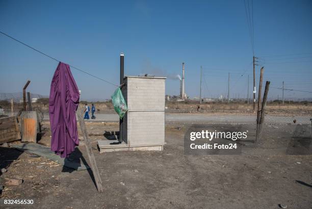 Toilet that was built 5 years ago still has no water on August 15, 2017 in Marikana, South Africa. Commemoration held for the August 16, 2012...