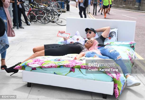 Chloe Ferry and Scotty T attend the Geordie Shore series 15 "Shag Pad on Tour " cast launch at Tower Bridge on August 16, 2017 in London, England.
