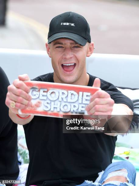 Scotty T attends the Geordie Shore series 15 "Shag Pad on Tour " cast launch at Tower Bridge on August 16, 2017 in London, England.