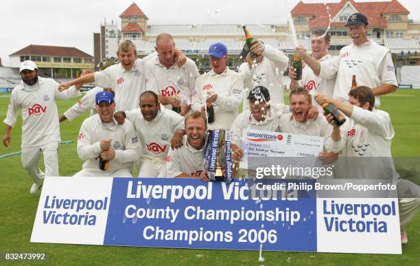 Chris Adams leads the Sussex celebrations after Sussex secured the Liverpool Victoria County Championship by winning the County Championship match...