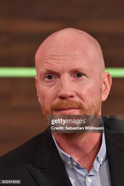 Matthias Sammer gives an interview during the Eurosport Bundesliga Media Day on August 16, 2017 in Unterfohring, Germany.