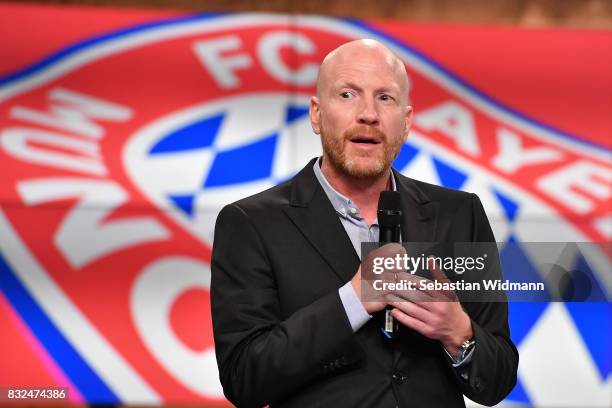 Matthias Sammer gestures during the Eurosport Bundesliga Media Day on August 16, 2017 in Unterfohring, Germany.