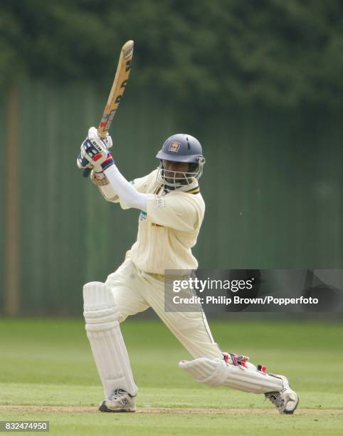 Upul Tharanga of Sri Lanka batting during his innings of 100 runs in the tour match between British Universities and Sri Lankans at Fenners,...