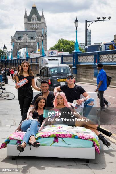 Abbie Holborn, Nathan Henry, Scotty T, Chloe Ferry and Sophie Kasaei attend the Geordie Shore: Land of Hope and Geordie photocall to celebrate the...