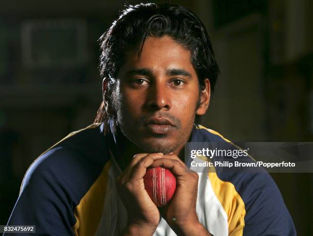 Sri Lanka's Chaminda Vaas poses for photos during the tour match between Sussex and Sri Lankans at Hove, 21st May 2006.