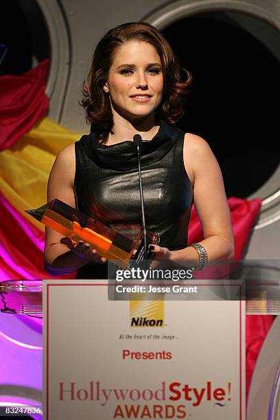 Actress Sophia Bush speaks onstage during Hollywood Life's 5th annual Hollywood Style Awards presented by Nikon held at the Pacific Design Center on...