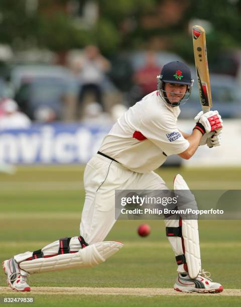 Mal Loye batting for Lancashire during his innings of 98 runs in the County Championship match between Kent and Lancashire at the St Lawrence Ground,...