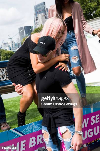 Scotty T and Chloe Ferry attend the Geordie Shore: Land of Hope and Geordie photocall to celebrate the launch of series 15 on August 16, 2017 in...