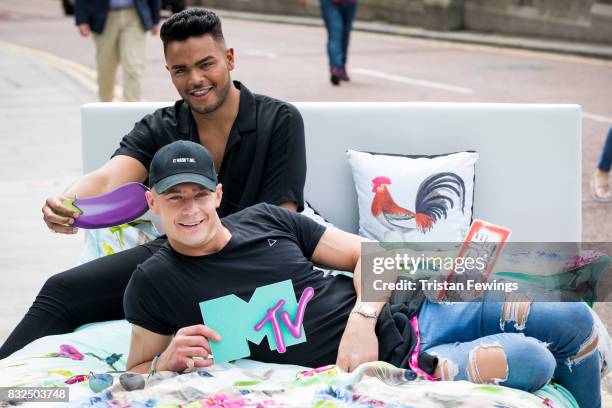 Nathan Henry and Scotty T attend the Geordie Shore: Land of Hope and Geordie photocall to celebrate the launch of series 15 on August 16, 2017 in...