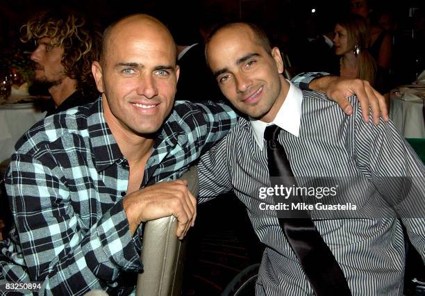 Pro surfer Kelly Slater and Jesse Billauer, founder, Life Rolls On Foundation attends the Life Rolls On Foundation's "Night By The Ocean" Benefit>>...