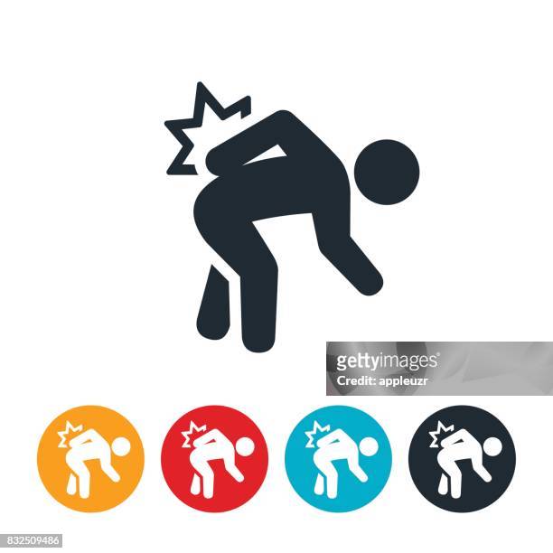 back pain icon - injury icon stock illustrations