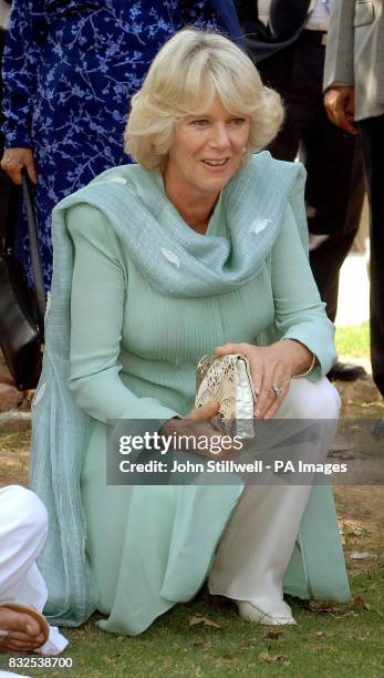 The Duchess of Cornwall talks to students at the Fatima Jinnah college in Rawalpindi, Pakistan.