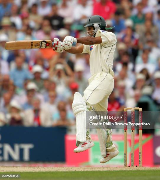 Mohammad Hafeez batting for Pakistan during his innings of 95 runs in the 4th Test match between England and Pakistan at The Oval, London, 18th...