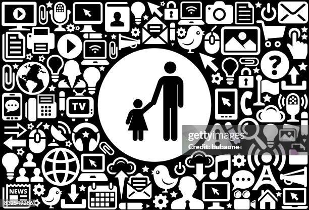 father & daughter icon black and white internet technology background - kid talking to camera stock illustrations