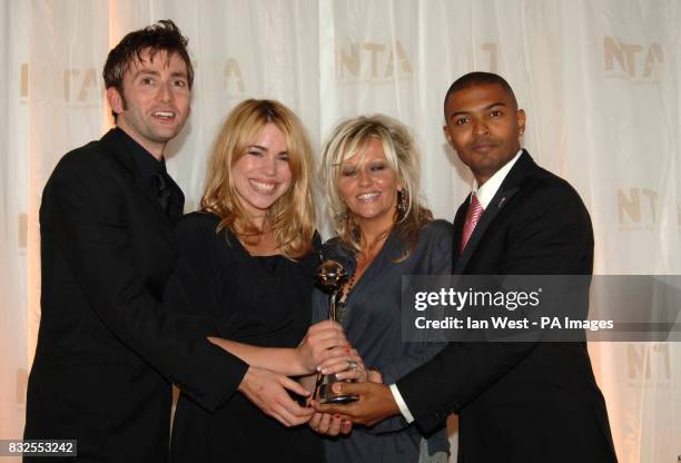 Noel Clarke, Camille Coduri, Billie Piper and David Tennant with the award for Most Popular Drama for Doctor Who at the National Television Awards...