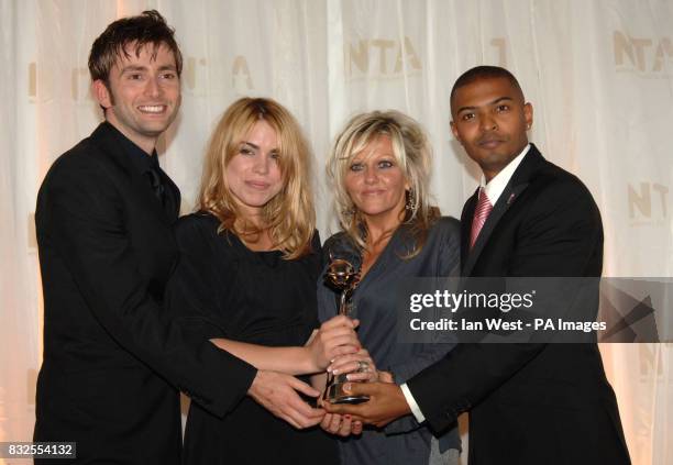 Noel Clarke, Camille Coduri, Billie Piper and David Tennant with the award for Most Popular Drama for Doctor Who at the National Television Awards...
