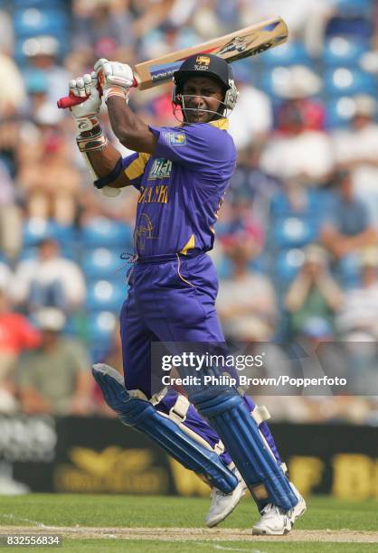 Sanath Jayasuriya of Sri Lanka batting during his innings of 152 runs in the 5th NatWest Series One Day International between England and Sri Lanka...