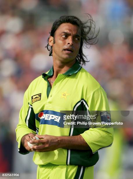 Pakistan bowler Shoaib Akhtar gets ready to bowl during the NatWest International Twenty20 match between England and Pakisan at Bristol, 28th August...