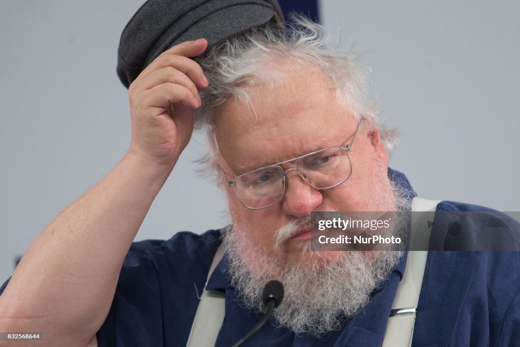 Writer And Screenwriter George R. R. Martin At Press Conference In St. Petersburg