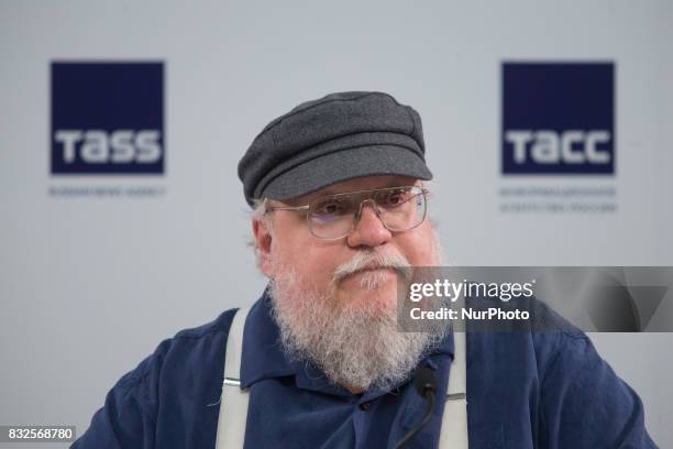 American novelist and short-story writer, screenwriter, and television producer George R. R. Martin attends a press conference on August 16, 2017 in...