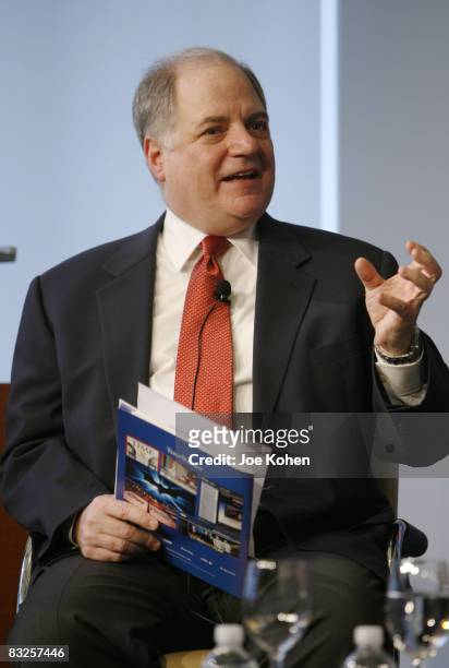 Op-Ed columnist for The New York Times Frank Rich speaks during Time Warner's Political Conference 2008 at the Time Warner Center on October 13, 2008...