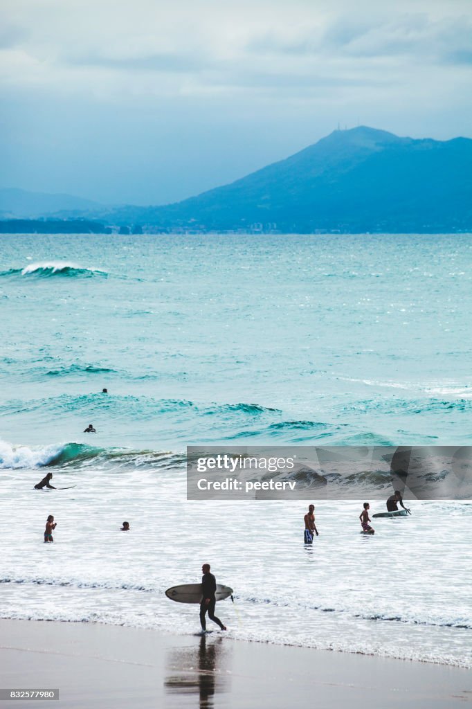 Surfing in Biarritz, France