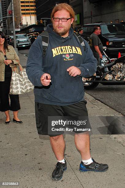 Television personality Michael "Mikey" Teutul visits the "Late Show with David Letterman" at the Ed Sullivan Theatre on October 13, 2008 in New York...