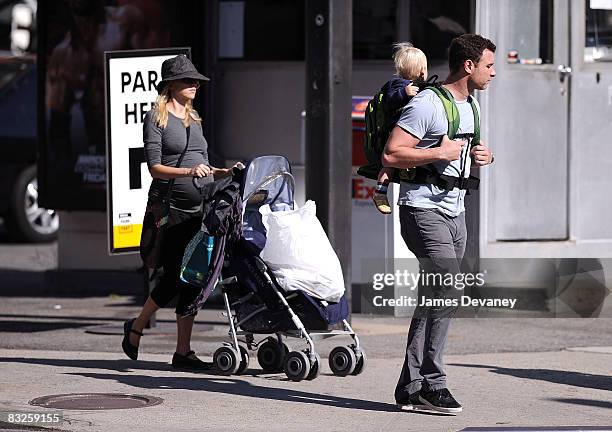 Naomi Watts and Liev Schreiber with their son Alexander Pete Schreiber are seen on the streets of Manhattan on October 12, 2008 in New York City, New...