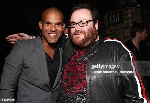 Actor Amaury Nolasco and director John Moore attend the after party for the premiere of 20th Century Fox's "Max Payne" held at The Stork on October...