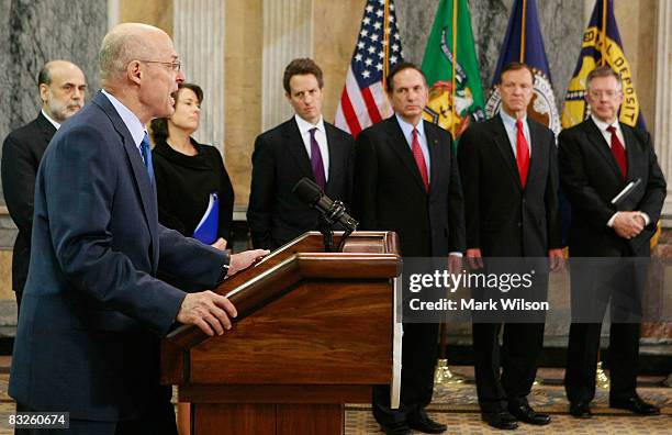 Secretary Henry M. Paulson , Federal Reserve Chairman Ben Bernanke , Federal Deposit Insurance Corp Chairman Sheila Bair , Timothy F. Geithner, chief...