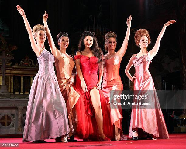 Mariella Ahrens Graefin von Faber-Castell as Buhlschaft performs during the dress rehearsal for the play "Jedermann" by author Hugo von Hoffmannsthal...