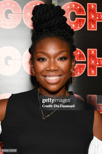 Brandy Norwood attends a press event for her return to Broadway's "Chicago" at Sardi's on August 16, 2017 in New York City.