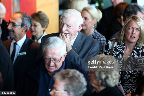 Barry Court looks on while waiting to enter the auditorium during the funeral service for Betty Cuthbert at Mandurah Performing Arts Centre on August...