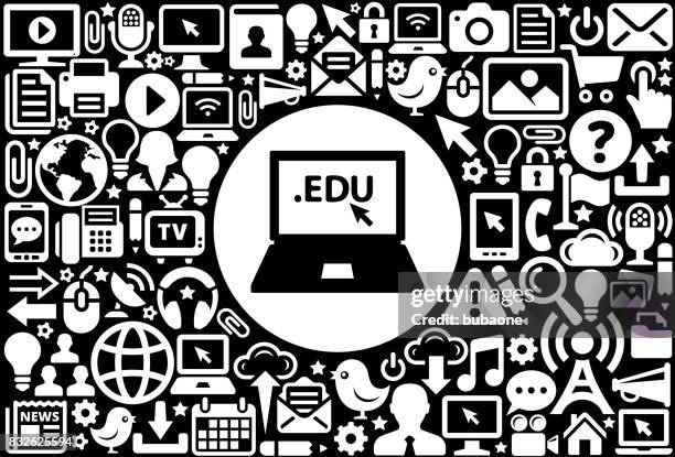 .edu icon black and white internet technology background - wireless mouse school stock illustrations
