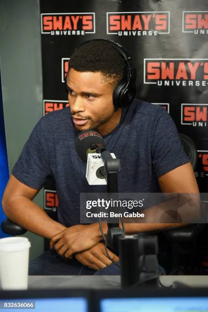 Football player Nnamdi Asomugha visits 'Sway in the Morning' hosted by SiriusXM's Sway Calloway on Eminem's Shade 45 at SiriusXM Studios on August...