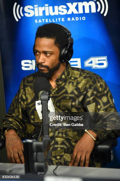 Actor Lakeith Stanfield visits 'Sway in the Morning' hosted by SiriusXM's Sway Calloway on Eminem's Shade 45 at SiriusXM Studios on August 16, 2017...