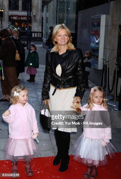 Alice Beer and her daughters arrive for the VIP press launch of The Snowman, at the Peacock Theatre in central London.
