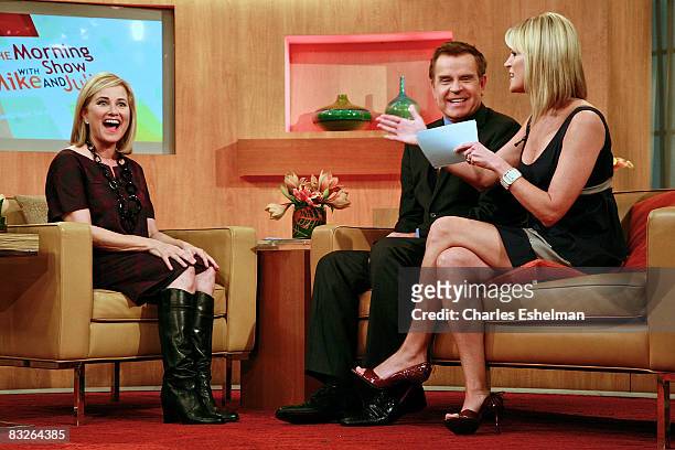 Actress Maureen McCormick Visits FOX's "The Morning Show with hosts Mike Jerrick and Juliet Huddy at the FOX studios on October 14, 2008 in New York...