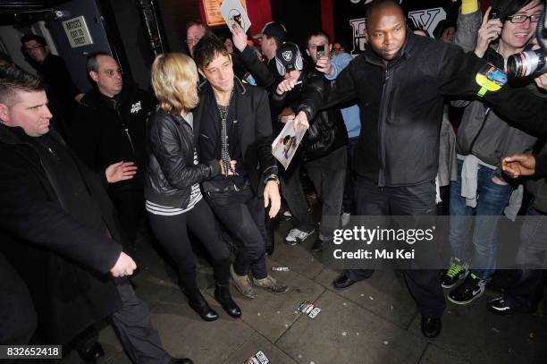 Kate Moss and Jamie Hince leave KOKO after watching Lily Allen perform on January 28, 2009 in London, England.